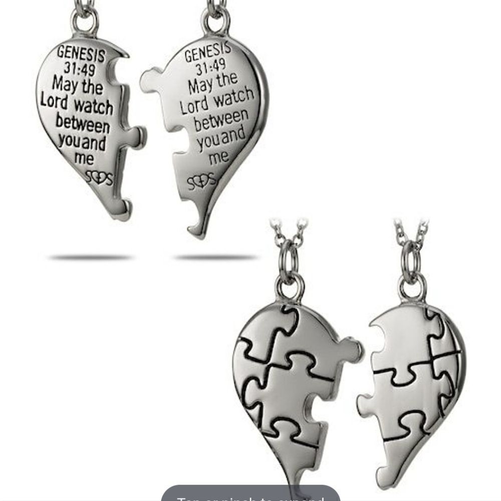 Shields Of Strength Stainless Steel Puzzle Piece Split Heart Necklace-Genesis 31